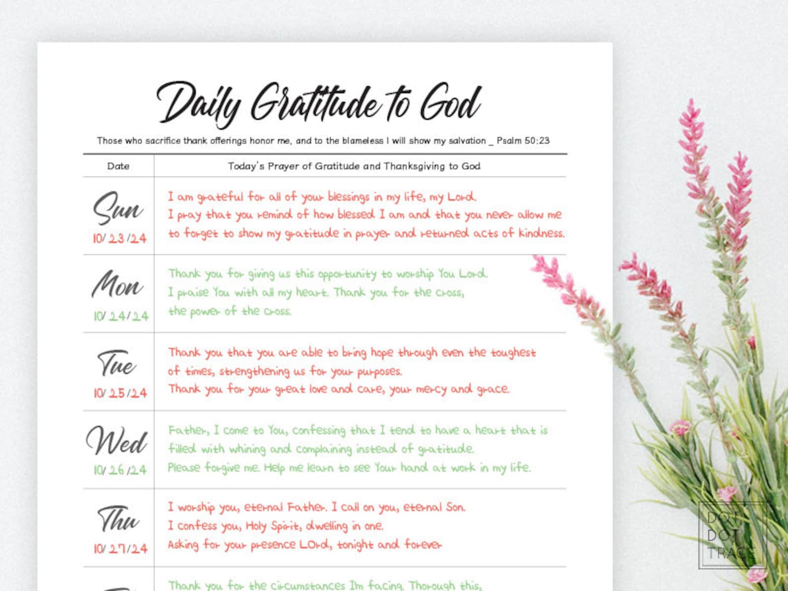 Printable Daily Gratitude to God Prayer of Gratitude and Thanksgiving ...