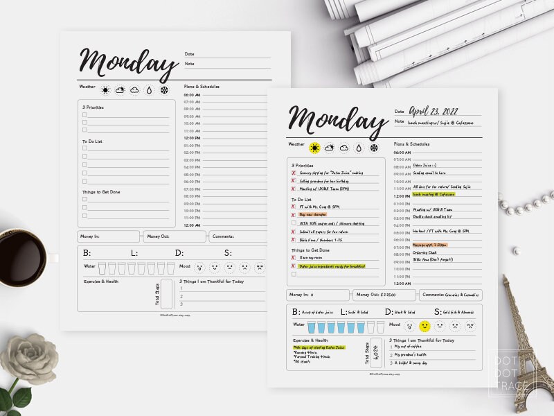Printable 7 Day Planner Daily Planner Day Planner Work Planner Etsy