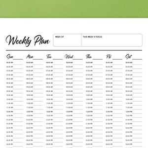 Printable 30 Min Intervals Weekly Planner 7 Day Planner Daily Planner ...