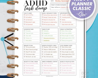 ADHD Brain Dump Printable: Happy Planner Classic Insert (PDF Download)