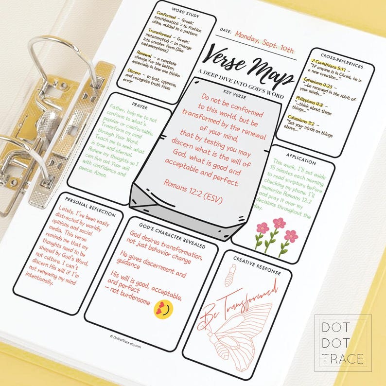 Printable Bible Verse Mapping Template: Scripture Study Sheet (PDF ...