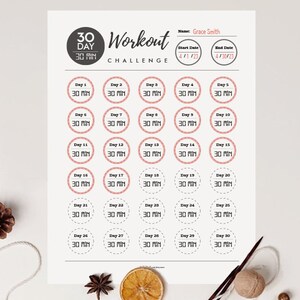 Printable 30 Day 30 Min Workout Challenge Daily 30min Workout Challenge ...