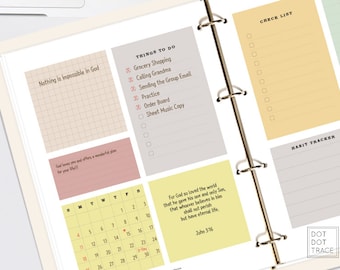 May include: A yellow and pink planner with a monthly calendar, to-do list, check list, and habit tracker. The planner has the text "Nothing is impossible in God" and "God loves you and offers a wonderful plan for your life!" The planner also has a Bible verse from John 3:16.