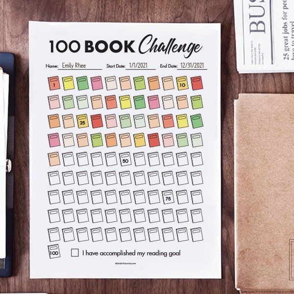 100 Book Challenge Reading Tracker Reading Challenge for Kids GoodNotes 100 Book Challenge Reading Log 100 Books Challenge Template Download