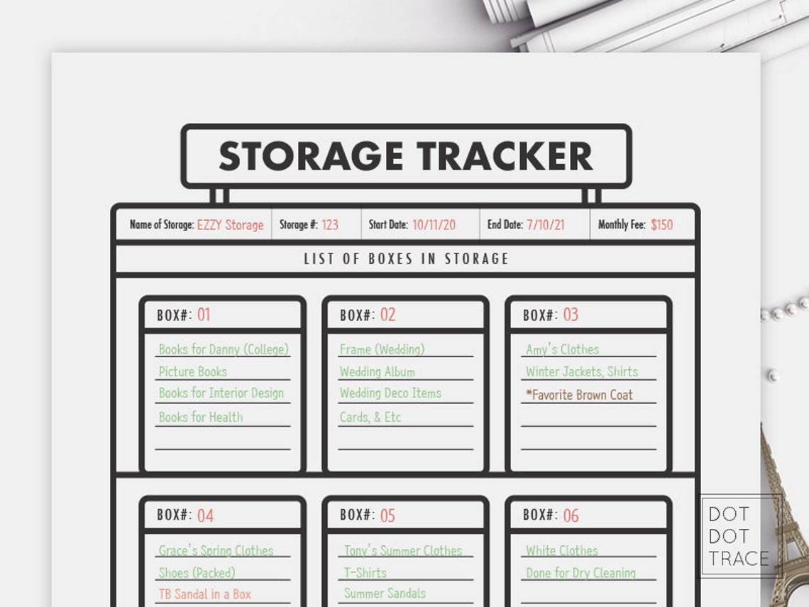 Printable Storage Tracker Moving Tracker Storage Box List of - Etsy