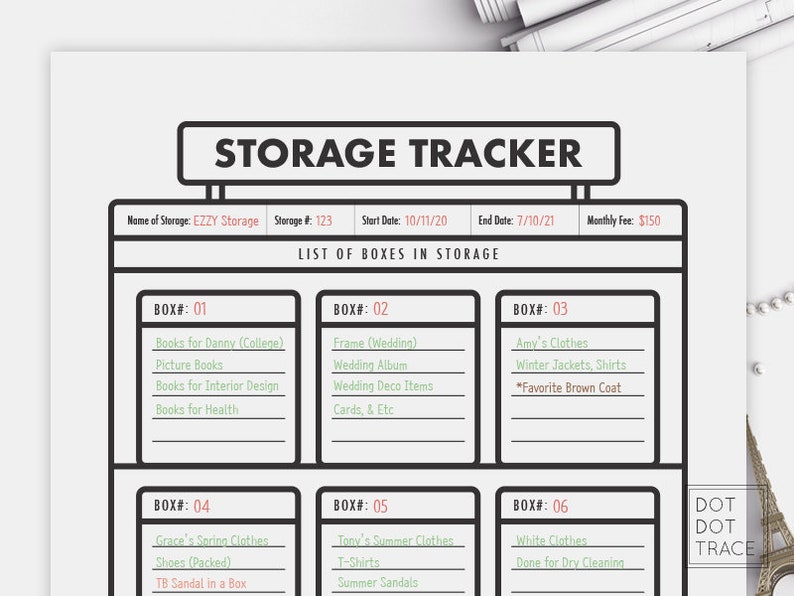 Printable Storage Tracker Moving Tracker Storage Box List Of Etsy