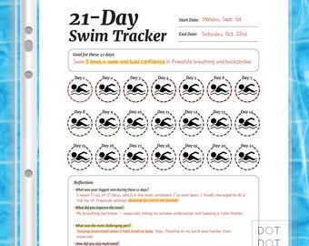 21-Day Swim Tracker Printable: Minimalist Fitness Journal (PDF Download)
