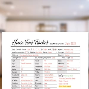 Printable House Tour Tracker Moving Planner Buying House Plan Moving Tracker House Tour Notes House Tour Checklist GoodNotes House Tour JPG