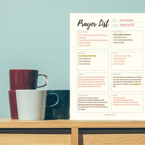 Printable Prayer List Template Weekly Prayer Lists Intercessory Prayer ...
