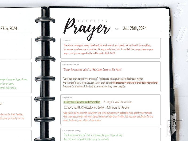 Printable Everyday Prayer List Template Daily Worship & Prayer Log