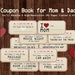 Printable Coupon Book for Mom &amp; Dad Coupon Book for Parents Coupon Book ...