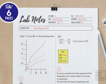 Printable Student Lab Notes Lab Notes Student Planner Printable Laboratory Notebook Template GoodNotes Student Lab Notebook PDF Download