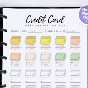 Ausdruckbare Kreditkarte Debt Tracker Happy Planner Classic Size GoodNotes Kreditkarte Debt Tracker Vorlage Download 25 Monate Debt Payoff JPG