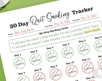 quit smoking tracker etsy canada