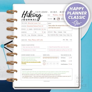 Printable Hiking Journal [Happy Planner Classic] Hiking Log Template Trail Tracker Outdoor Adventure Planner One Page Hiking planner PDF
