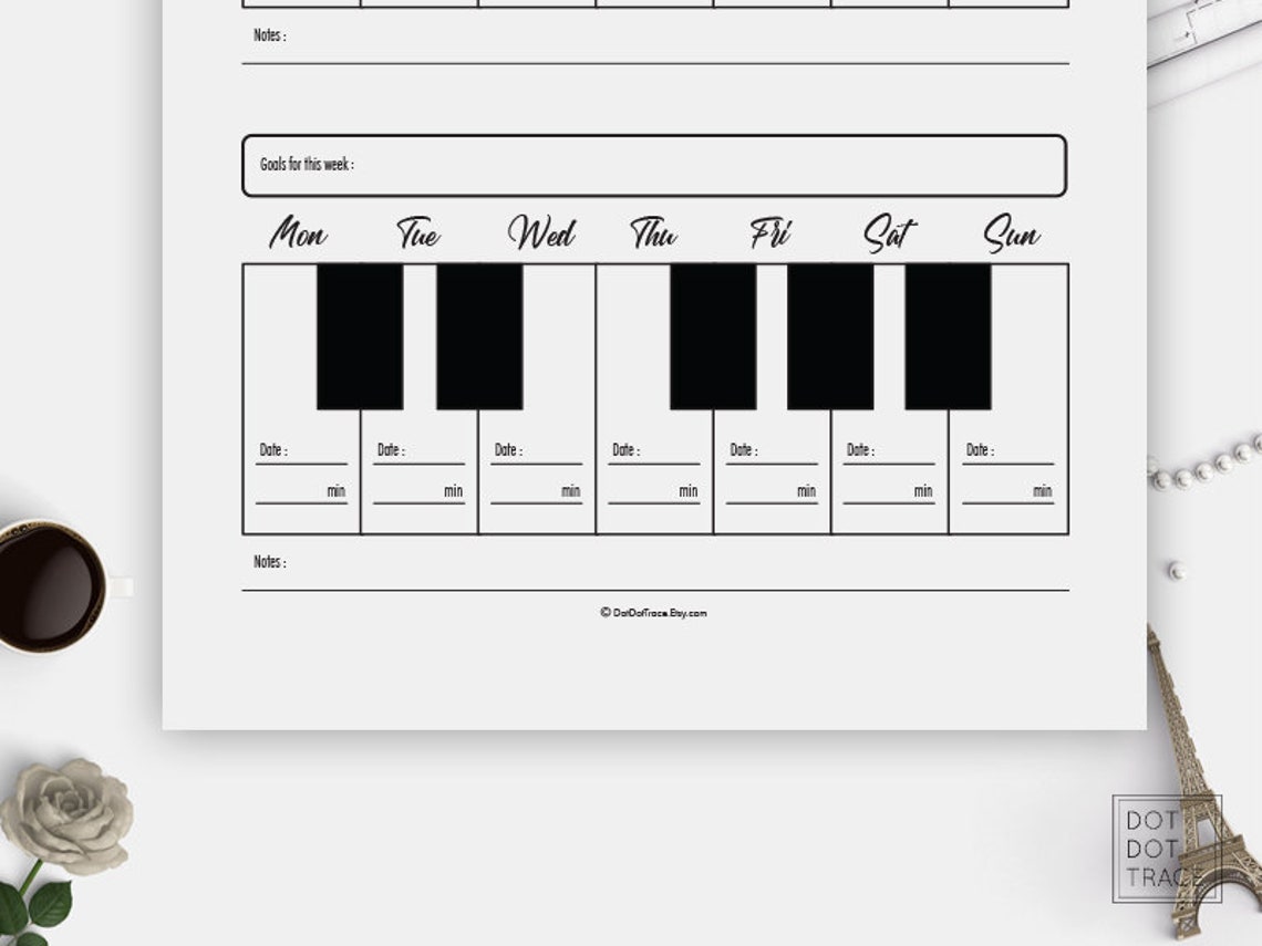 Printable Piano Practice Chart Piano Practice Log Piano Etsy
