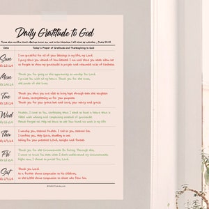 Printable Daily Gratitude to God Prayer of Gratitude and Thanksgiving ...