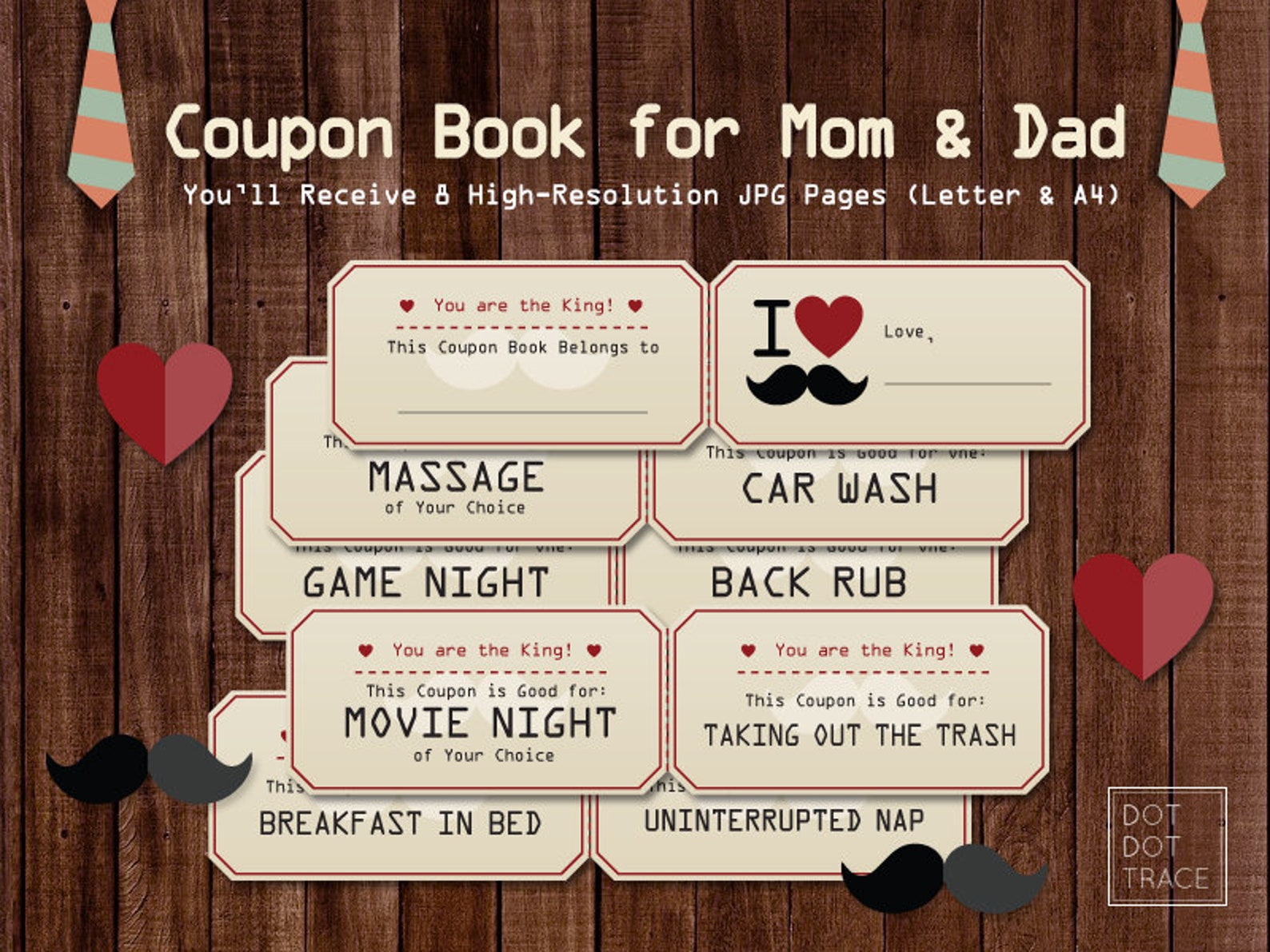 Printable Coupon Book for Mom &amp; Dad Coupon Book for Parents Coupon Book for Mother's Day Coupon ...