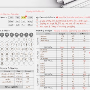 Planejador de orçamento mensal para impressão Rastreador de despesas Planejador financeiro Planejador de orçamento familiar Goodnotes Planejador de orçamento mensal Modelo JPG abaixo