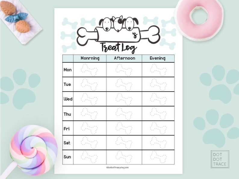Printable Dog Treat Log Printable Family Dog Treat Schedule - Etsy
