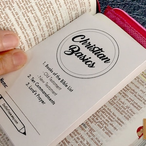 Conceptos Básicos Cristianos Portátiles Minilibro de 8 Páginas Lista de Libros de la Biblia Diez Mandamientos Padrenuestro Manual Básico Cristiano Escuela Cristiana