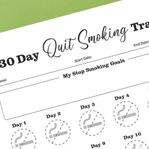 Printable 30 Day Quit Smoking Tracker 30 Day Stop Smoking Tracker No ...