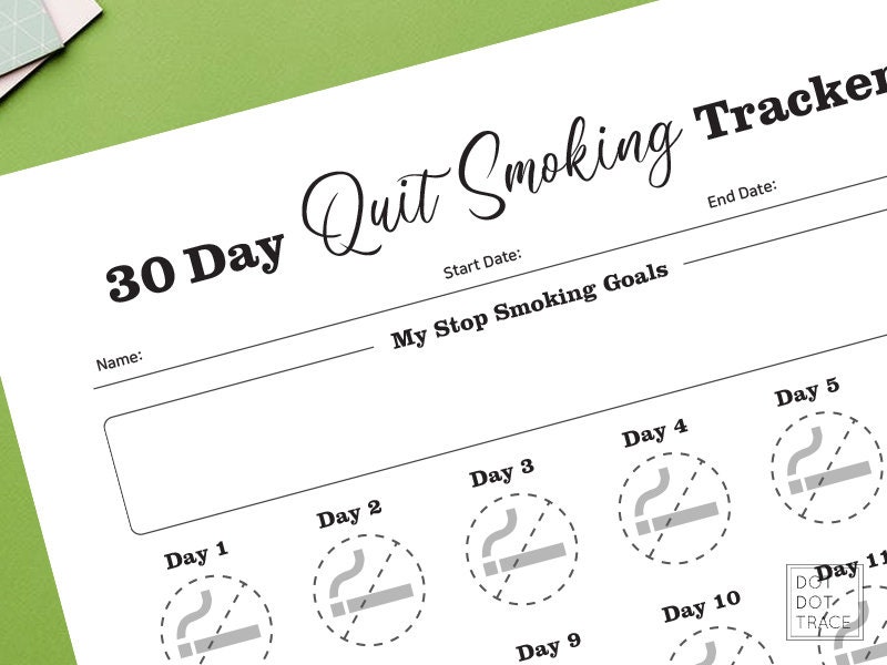 Printable 30 Day Quit Smoking Tracker 30 Day Stop Smoking - Etsy