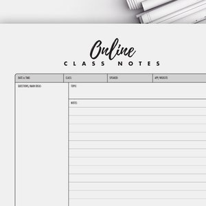 Printable 1page Online Class Notes Lecture Notes Class Note Templates ...