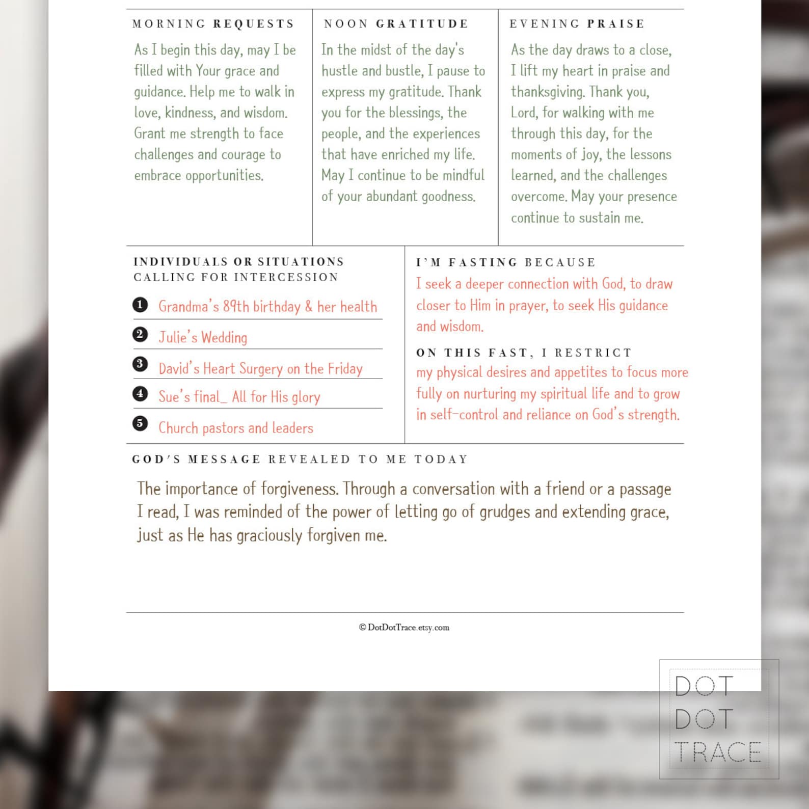 Printable Daily Breakthrough Prayer and Fasting Journal 365 Prayer Log