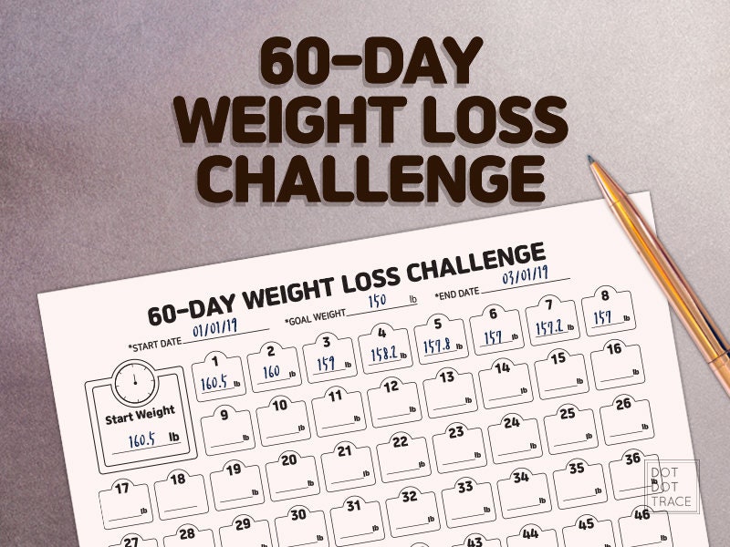 60 Day Weight Loss Challenge 60 Day Weight Loss Tracker Monthly Weight