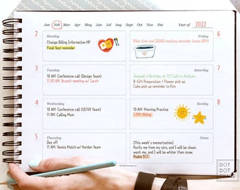 Printable Horizontal Weekly Planner: Undated Monthly Organizer (Digital Download)