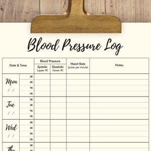 Printable Blood Pressure Log+diabetes Log Template Set Daily Blood ...