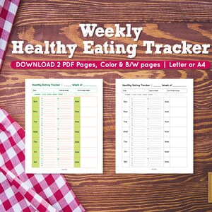 Printable Healthy Eating Tracker Healthy Eating Record Weekly Food Log ...