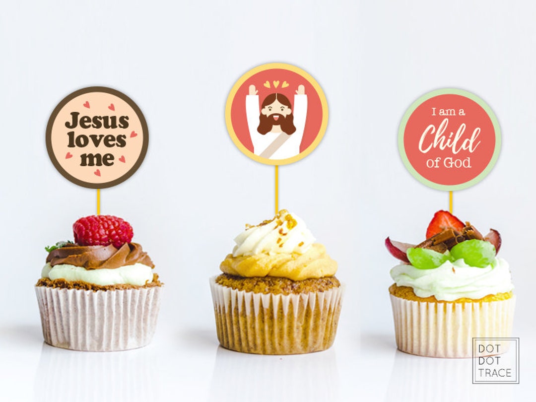 Printable Baptism Cupcake Toppers Christian Cupcake Toppers for Sunday ...