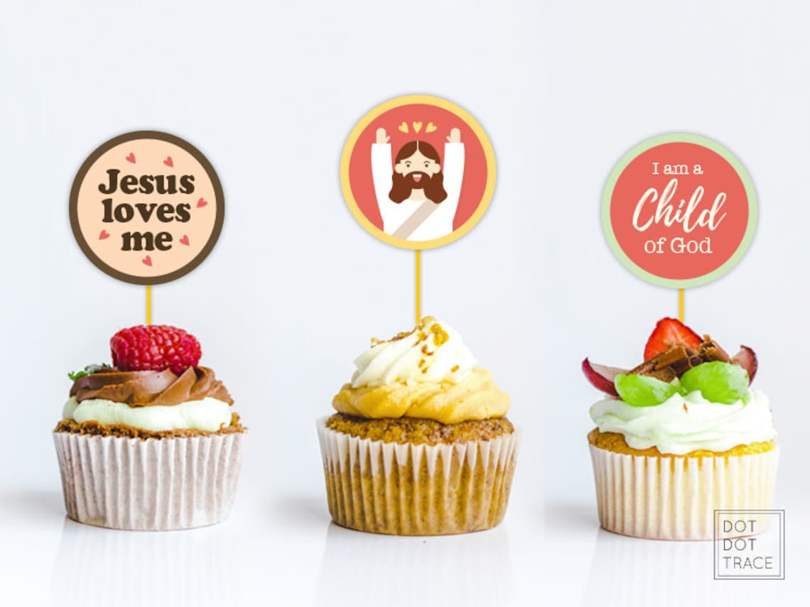 Printable Baptism Cupcake Toppers Christian Cupcake Toppers Etsy