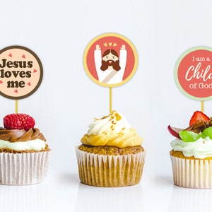 Printable Baptism Cupcake Toppers Christian Cupcake Toppers for Sunday School I am a Child of God Cupcake Topper Christmas Cupcake Toppers