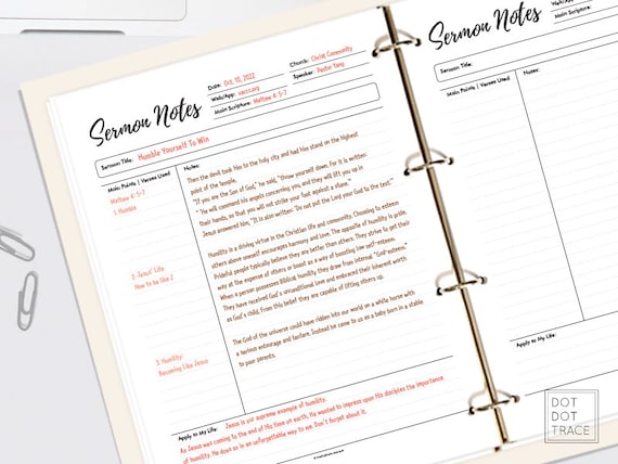 Printable Sermon Notes Template: Christian Planner (PDF Letter)
