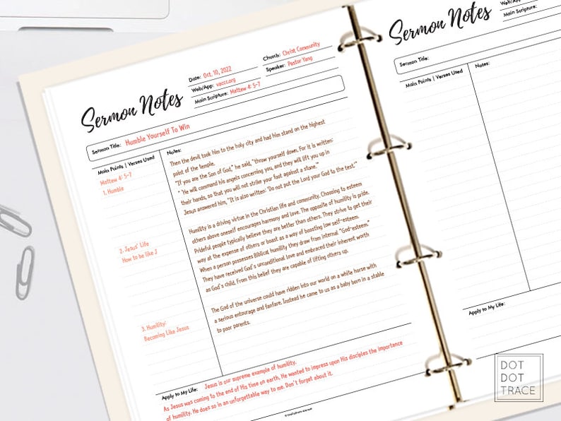 Printable Sermon Notes Template: Christian Planner (PDF Letter) image 1