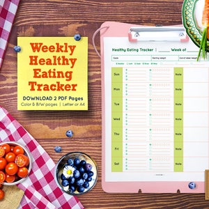 Printable Healthy Eating Tracker Healthy Eating Record Weekly Food Log ...