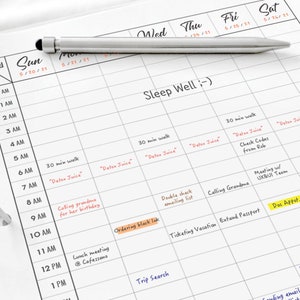 Sunday Start Printable Weekly Scheduler Weekly Planner 7 Day Planner Work Planner 365 Daily Planner GoodNotes Weekly Planner JPG Download