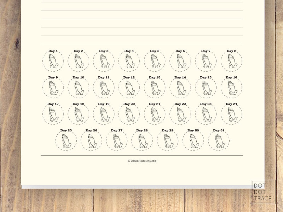 Printable 31 Days of Prayer Template Monthly Prayer Goal List | Etsy