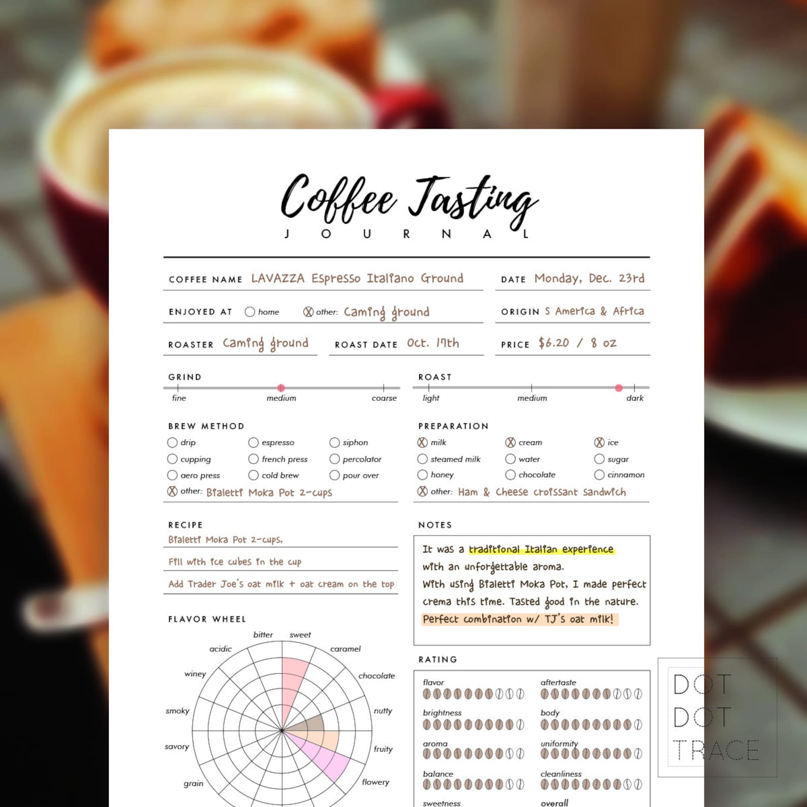 Printable Coffee Tasting Journal: Review Log & Brew Notes (PDF) - Etsy