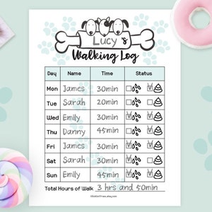 Printable Dog Walking Log Printable Family Dog Waking Schedule Pet Walking Log Pet Walking Tracker Dog Weight Loss Planner Dog Exercise Plan