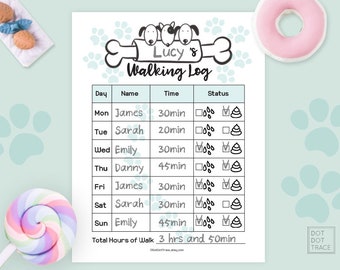 Printable Dog Walking Log Printable Family Dog Waking Schedule Pet Walking Log Pet Walking Tracker Dog Weight Loss Planner Dog Exercise Plan