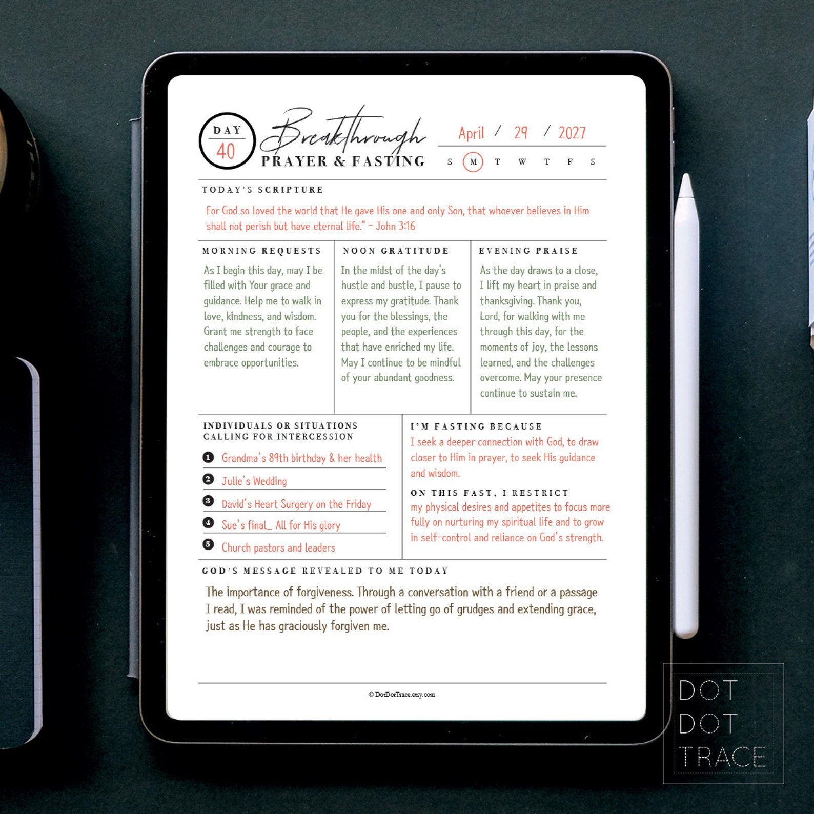 Printable Daily Breakthrough Prayer and Fasting Journal 365 Prayer Log