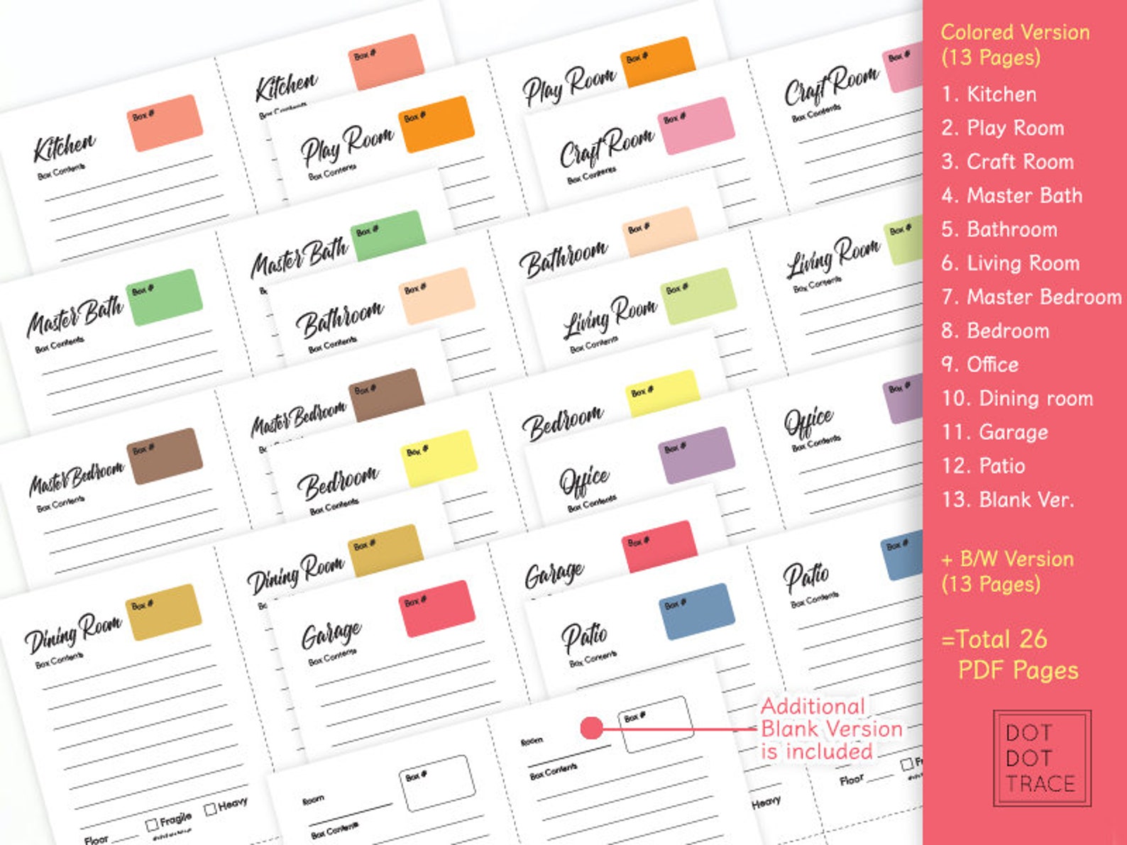 Printable Box Inventory Label Moving Box List Storage Tracker Etsy