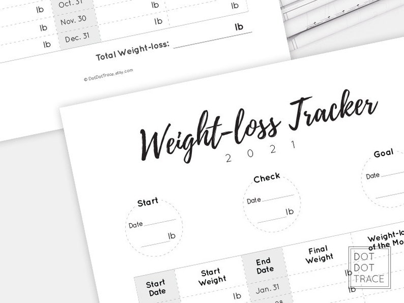 2021 Weight Loss Calendar 2021 Weight Loss Tracker Monthly | Etsy