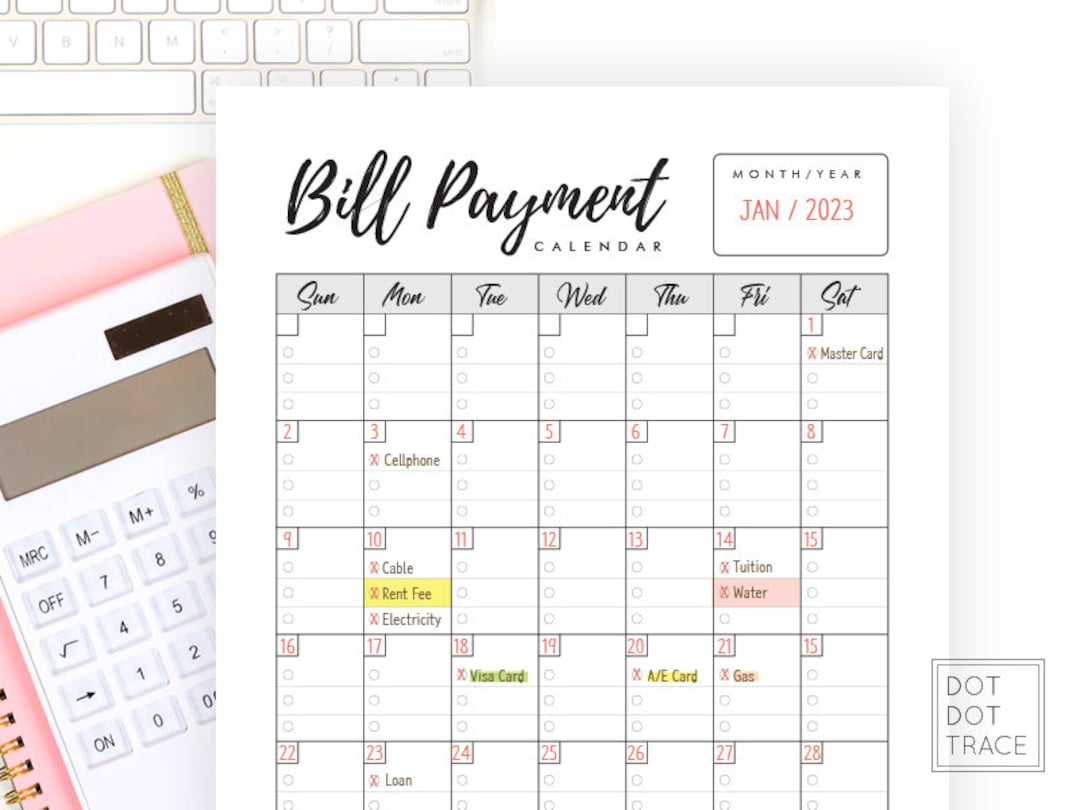 Printable Bill Payment Calendar Monthly Bills Calendar Bill Payment Printable Bill Payment Calendar Monthly Bills Calendar Bill Payment