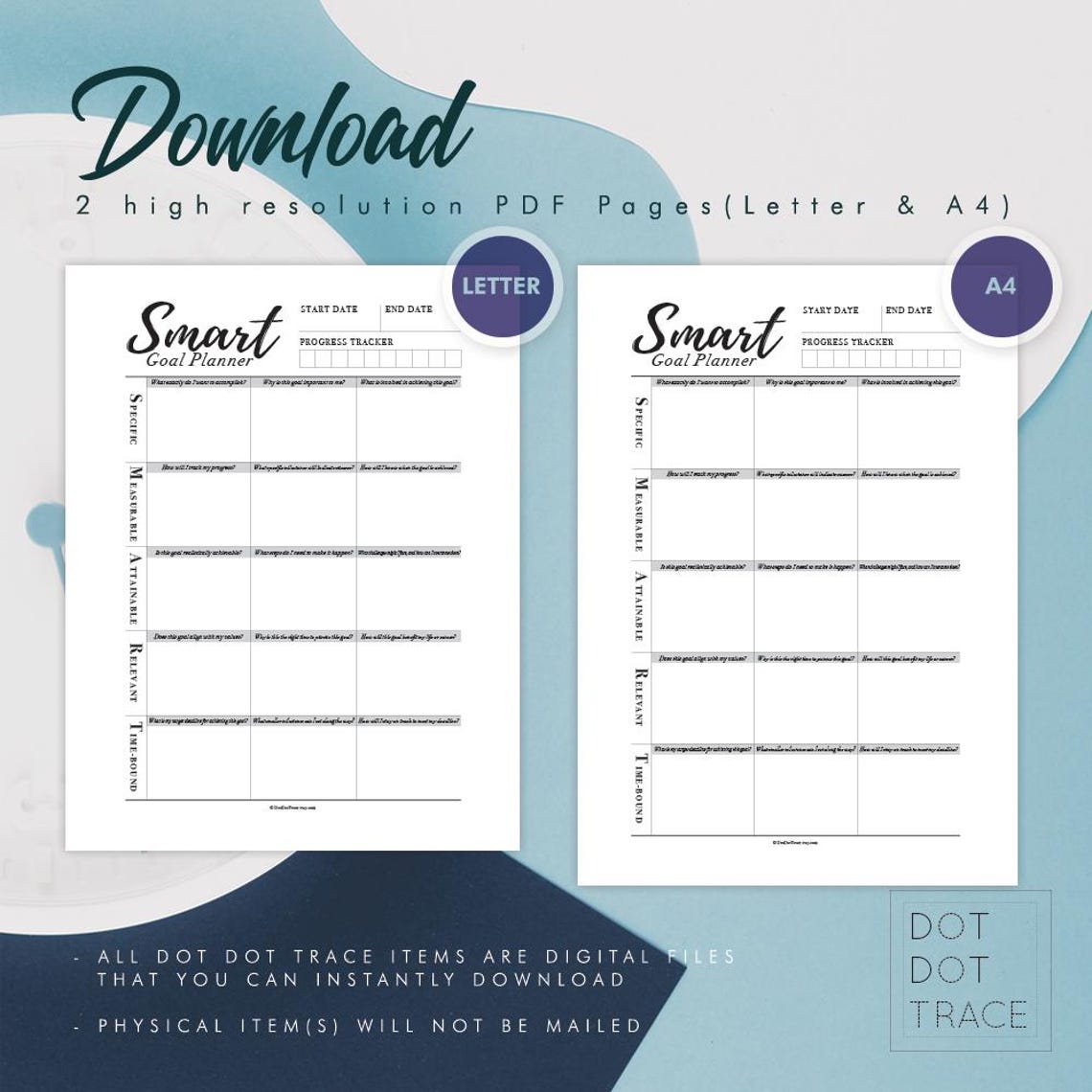 SMART Goal Planner Template: Printable Goal Setting Worksheet (PDF) - Etsy