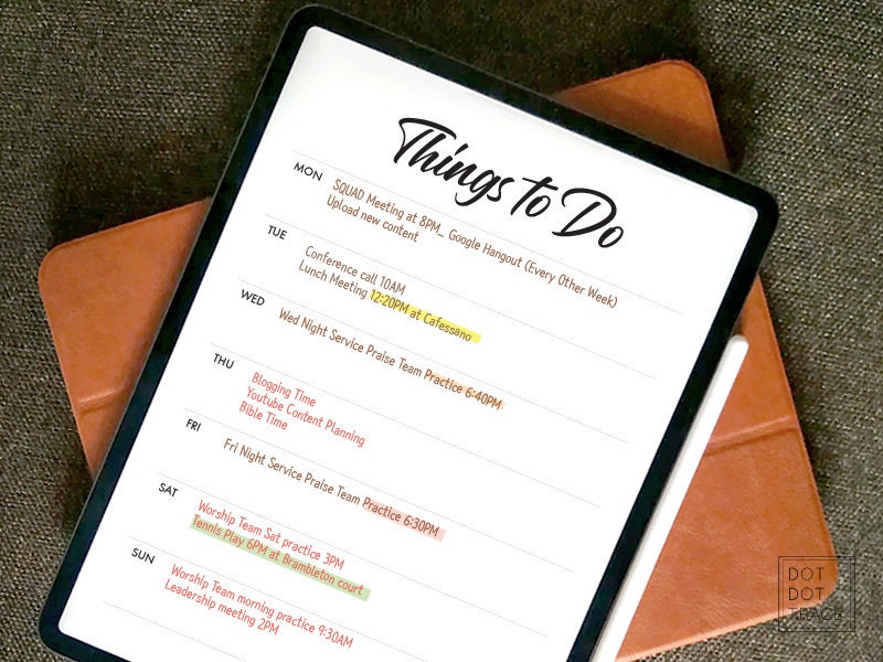 Monday Start Printable Things to Do Weekly Planner Daily - Etsy